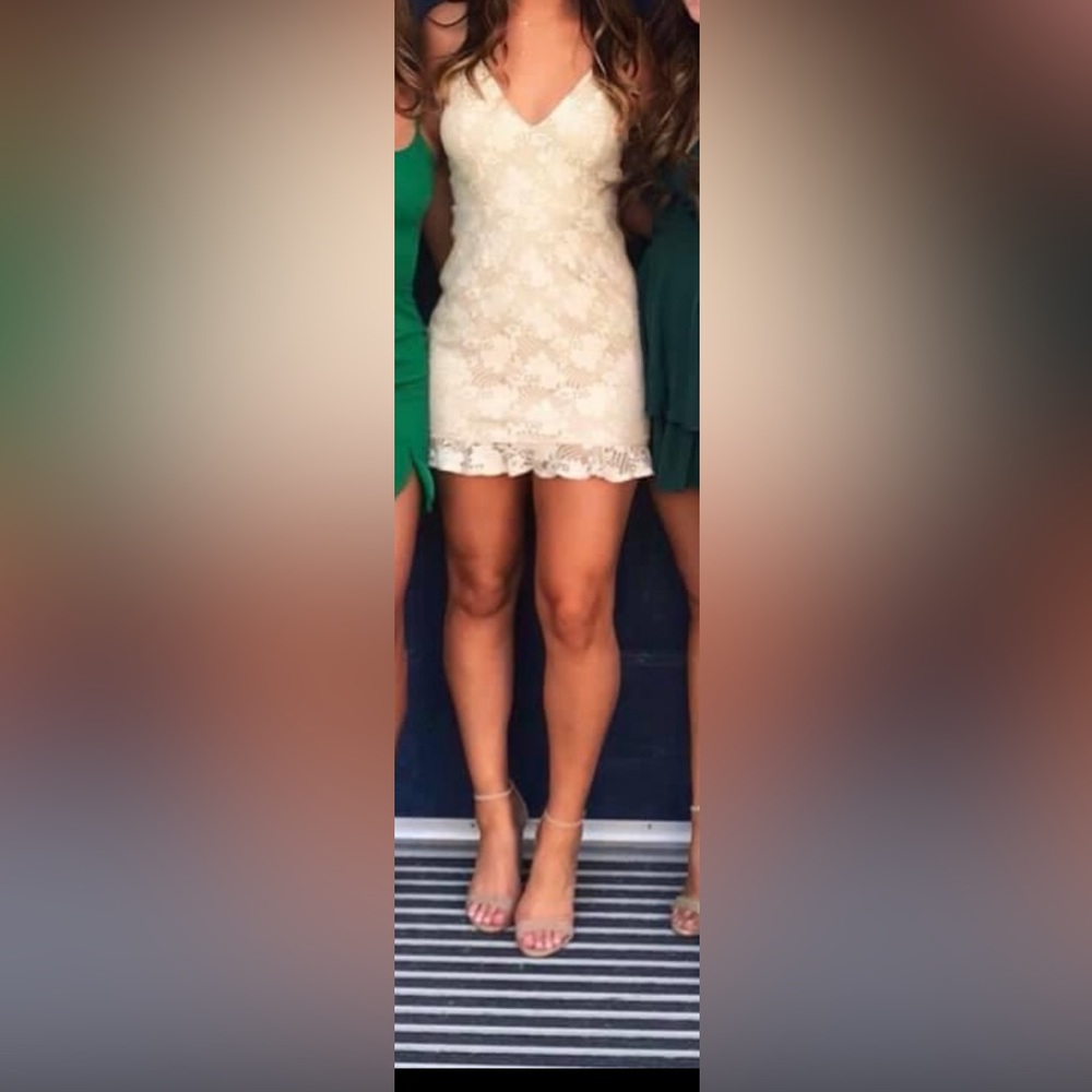 Cream lace mini dress
